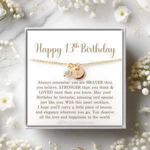 13th Birthday Necklace Gift for Sister Daughter Granddaughter Goddaughter Personalized 13th Pearl necklace for Teenage Girl 13 years old