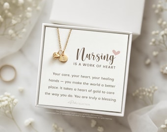 Nurse Necklace Gift Nurse Jewelry Gift for Nurse Nurse Graduation Gift Registered Nurse Nursing is a work of Heart Necklace Initial Necklace