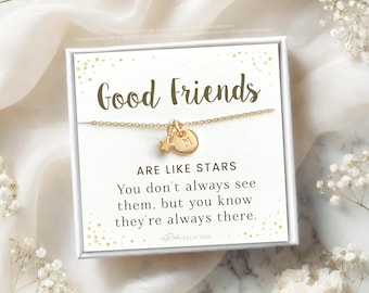 Dainty Best friend necklace, heart necklace, gift best friend, best friend gift, Good Friends Star necklaces for friends, necklace set