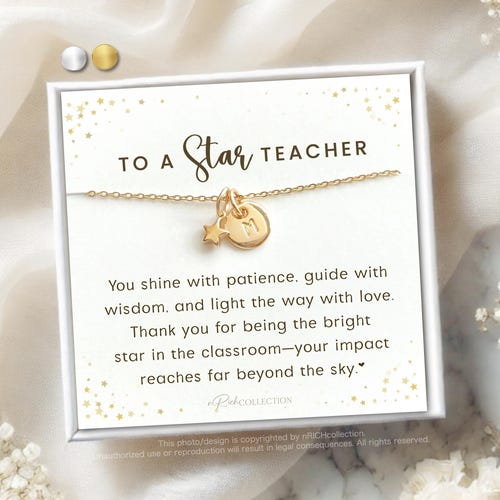 Star Necklace for Teacher, Teacher Gifts Personalized, Gift for Teacher Women, Bulk Teacher Appreciation Gifts for Her, Student Teacher