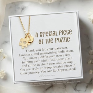 Puzzle Necklace, Autism Awareness Gift, Autism Teacher Gift, Thank you gift, Autism Jewelry, Autism Support Gift, Personalize Custom Initial