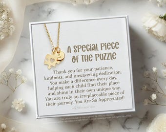 Puzzle Necklace, Autism Awareness Gift, Autism Teacher Gift, Thank you gift, Autism Jewelry, Autism Support Gift, Personalize Custom Initial