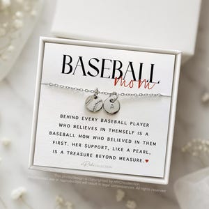 Baseball Mom Necklace - Gift for Baseball Moms - Baseball Initial Necklace - Personalized Baseball Custom Baseball Mom Initial Name Necklace image 3