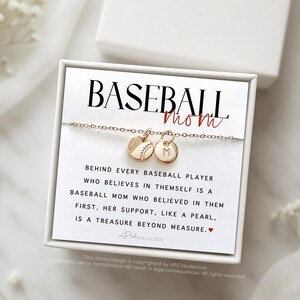 Baseball Mom Necklace - Gift for Baseball Moms - Baseball Initial Necklace - Personalized Baseball Custom Baseball Mom Initial Name Necklace image 4