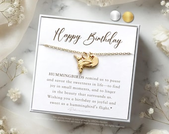 Hummingbird Necklace, Happy Birthday Gift for Her