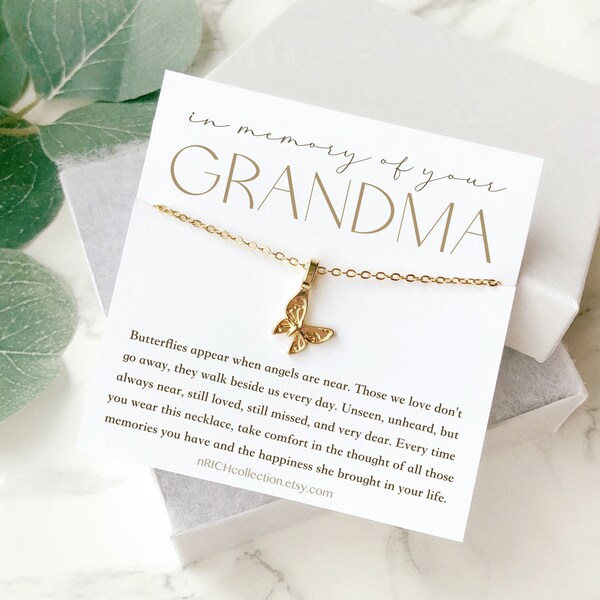 Loss of Grandmother Gift Grief Gift Grandma Remembrance Necklace Sympathy Gift Grandma Memorial Gift Butterfly Necklace Gift Pass Away