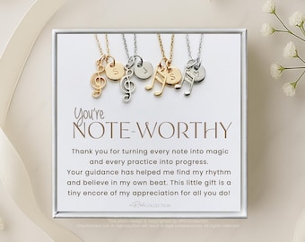 Music Teacher Gift - Musician Necklace Piano Teacher Appreciation Unique Gifts for Teachers Music Instructor Educator End of Year Thank You
