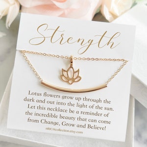 Encouragement Gifts for Woman Be Strong Gift for Female Lotus Necklace Motivational Gift for Divorce Breakup Loss of Love One Hard Time