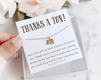Thank You Gift Necklace, Appreciation Gift, Employee, Coworker, Babysitter, Neighbor, Elephant Pendant Necklace, Thanks a Ton, necklace Gift