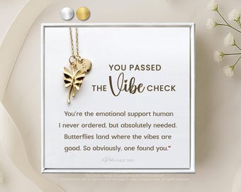 Butterfly Necklace Gift for Her – Dainty, Funny Best Friend Jewelry, Work Bestie Just Because, Emotional Support, Minimalist Cute Necklace