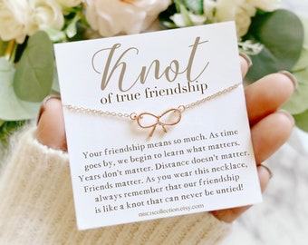 You Can Never Untie The Knot Of True Friendship Necklace Gift for Best Friend Knot Necklace Friend Birthday Gift  Distance Friend Jewelry