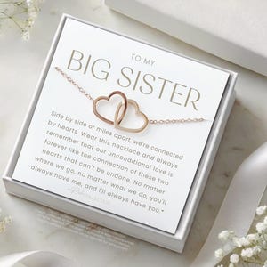 Big Sister Necklace Gift Sister Gifts Big Sister Birthday Gift for Big Sister Mother&#39;s Day Gift for Sister Custom Two Heart Necklace Card