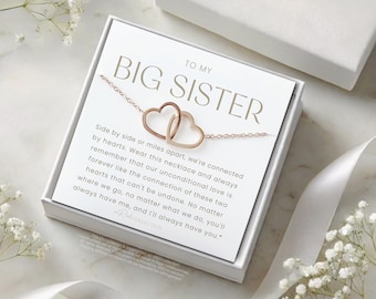 Big Sister Necklace Gift Sister Gifts Big Sister Birthday Gift for Big Sister Mother's Day Gift for Sister Custom Two Heart Necklace Card