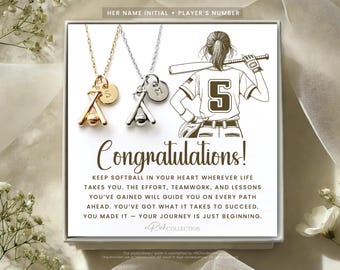 Personalized Softball Necklace - Perfect for Senior Night, Team Christmas Gifts, Graduation, and Bulk Orders Custom Jersey Number