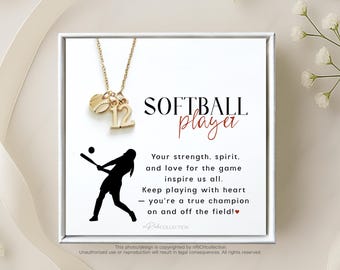 Softball Necklace: Team Player Charm - Gift for Softball Players