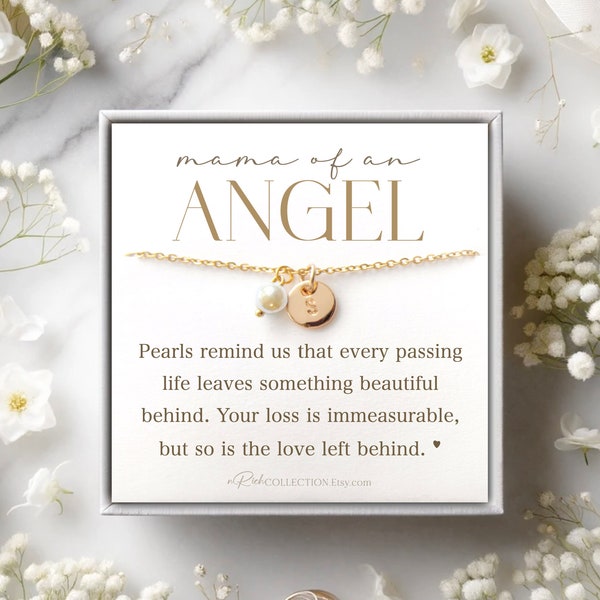 Miscarriage Gift Necklace Angel Baby Miscarriage Keepsake Pregnancy Loss Bereavement Gift Stillborn Mana to an Angel Pearl Necklace Gift