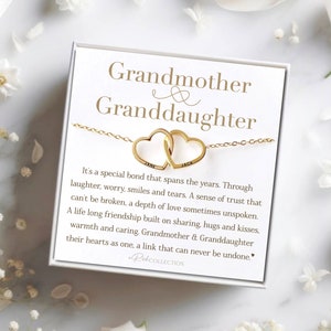 Personalized Grandmother Granddaughter Necklace Two Hearts Connected for Grandmother and Granddaughter Custom Engrave Necklace Name Necklace