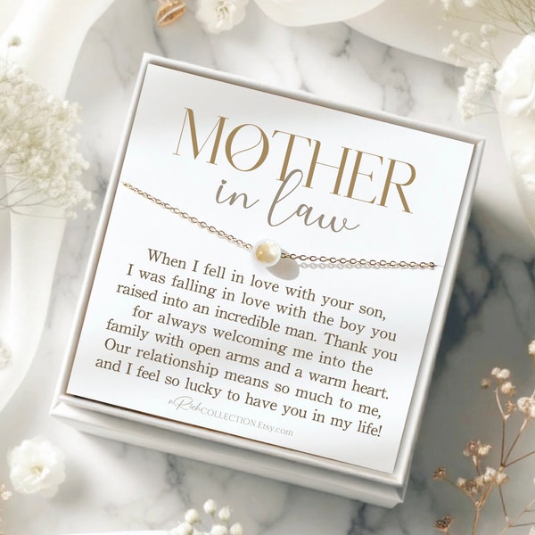 Mother of the Groom Gift on Wedding Day Future Mother In Law Wedding Gifts Groom Mom Gift Mother in Law Pearl Necklace Poem Message Card