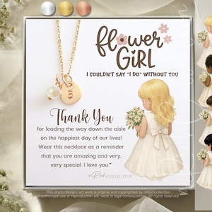 Regalo personalizado para niña de las flores Collar de niña de las flores Regalo personalizado para niña de las flores Propuesta de niña de las flores Collar y tarjeta de agradecimiento para niña de las flores
