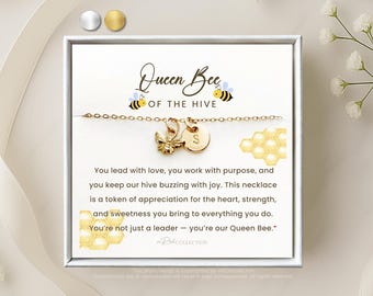 Queen Bee Boss Lady Necklace, Cute Gift Ideas for Team Leader, Office Manager, Department Head, Project Manager, Business Owner, Head Nurse