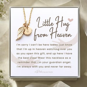 Hug from Heaven Gift from Angel Wings Necklace Gift from Heaven Birthday Christmas Keepsake Letter from Heaven Sympathy Condolence Gift