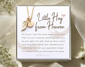 Hug from Heaven Gift from Angel Wings Necklace Gift from Heaven Birthday Christmas Keepsake Letter from Heaven Sympathy Condolence Gift