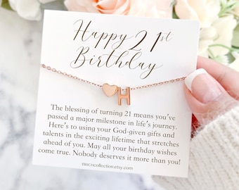 21st Birthday Gift Necklace Personalized Birthday Gift for Her Happy 21 Birthday Gift Initial Necklace Gift for Woman Letter Necklace
