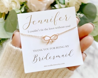 Thank You for Being My Bridesmaid Gift Personalized Bridesmaid Appreciation Thank You Bridesmaid Wedding Gift Can’t tie A knot Bow Necklace