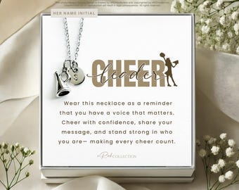 Personalized Cheerleading Gifts, Megaphone Necklace, Cheer Gifts, Personalized Cheerleader Necklace, Initial Necklace, Cheer Team Gifts