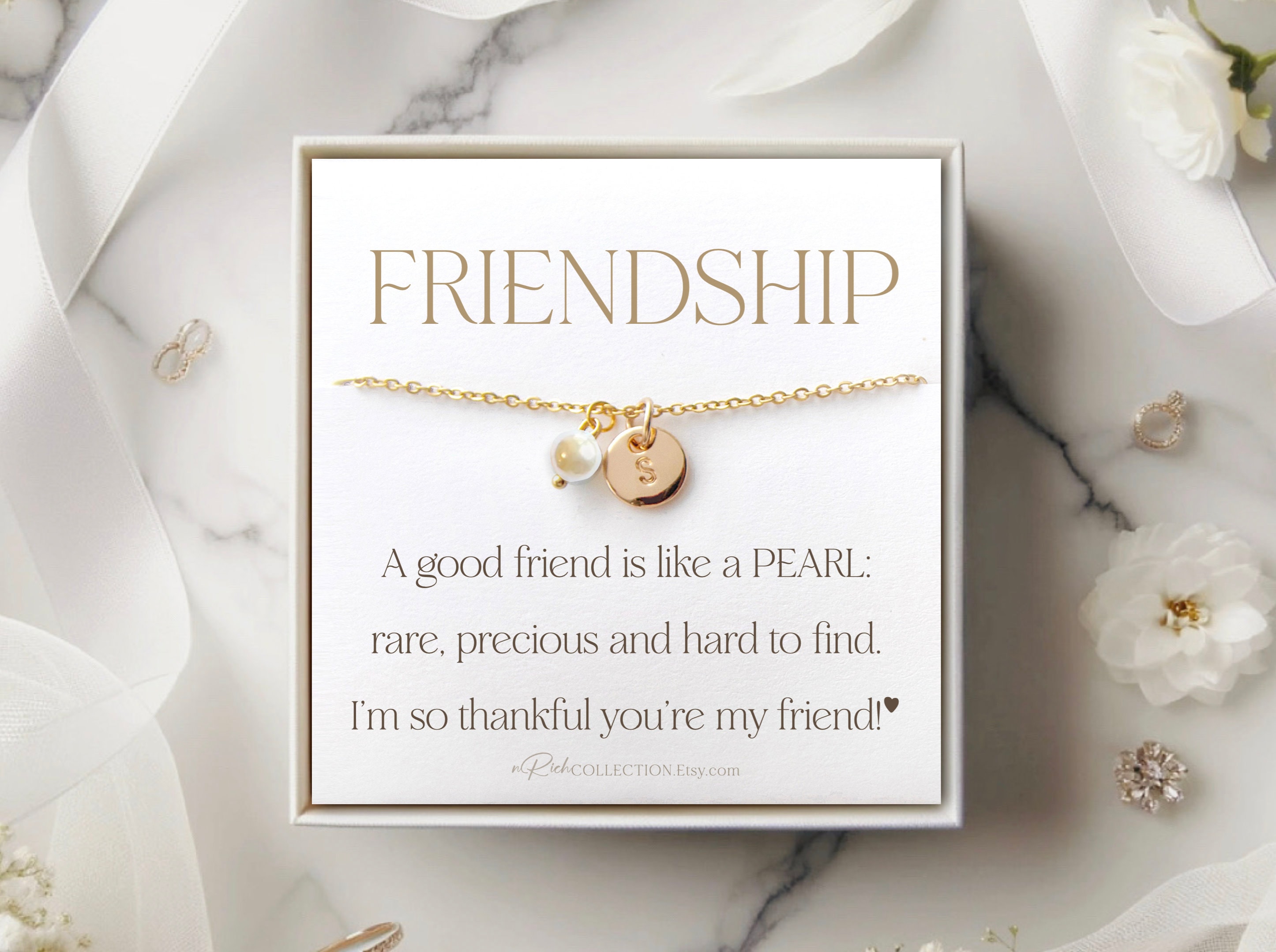 Pearl of Friendship Necklace Gift for Friends Gift Friendship Gift Christmas Birthday Gift for Friend Move Away Best Friend Gifts Ideas Etsy