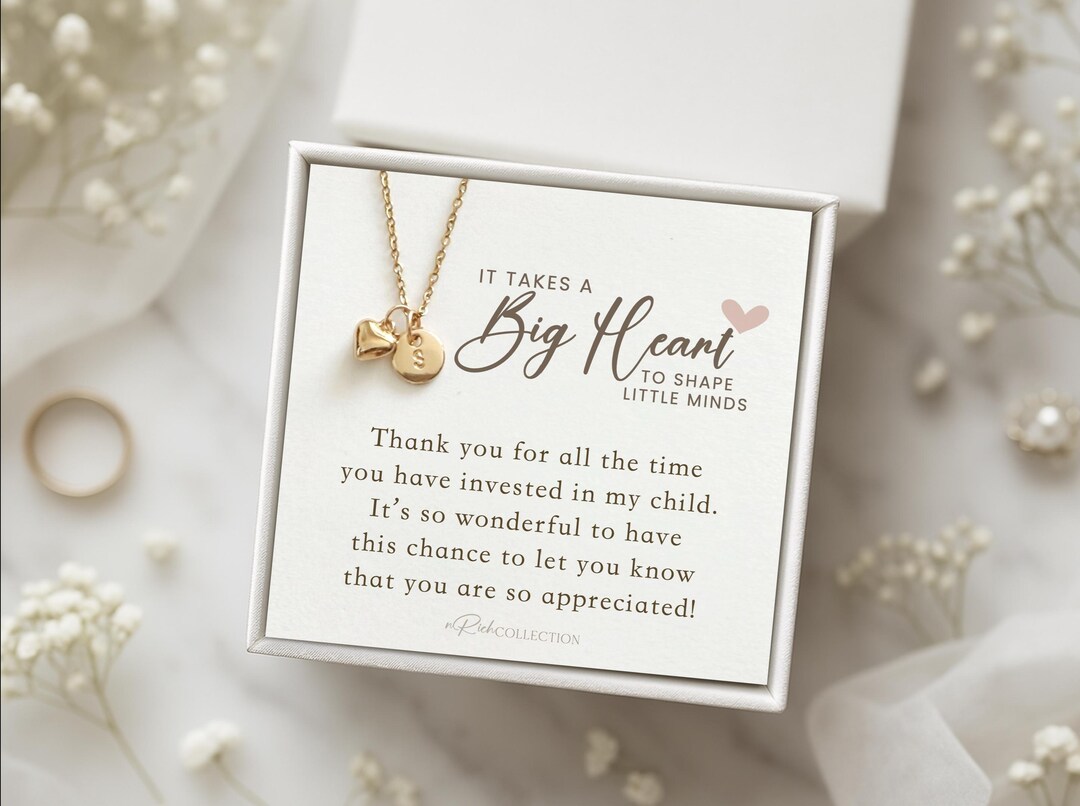 Teacher Appreciation Gift, Heart Necklace, Teacher Thank You Gift ...