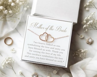 Grandmother of the Groom Necklace Gift Groom's grandmother Groom's grandma Jewelry Gift from Bride and Groom On Wedding Day Linked Heart