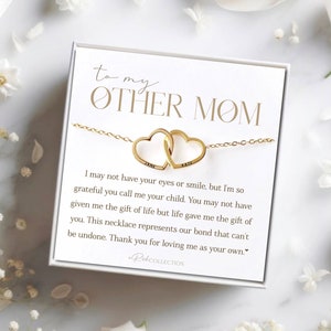 Other Mom Necklace Gift Two Interlocking Two Heart Necklace Card Mother's Day Gift for Mother in Law Step Mother Second Mother Godmother
