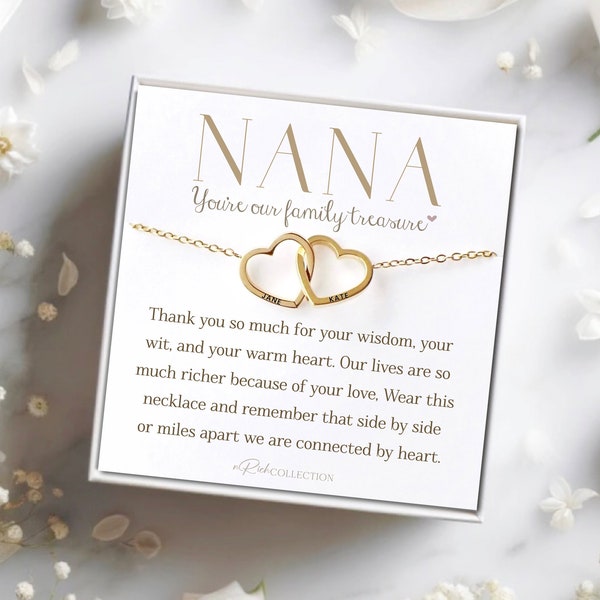 NANA Necklace Gift Mothers Day Gift for Nana from Grandkids Nama Gift for Grandmother Gift Grandmother Necklace Card Two Connected Hearts