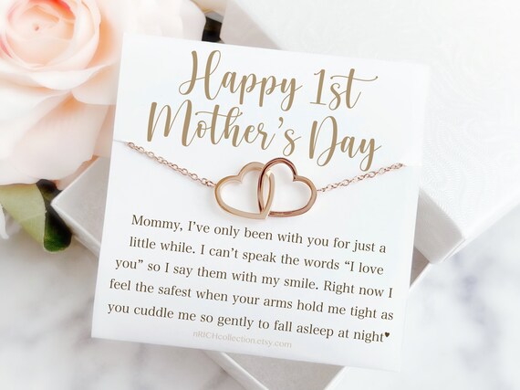 Happy 1st Mothers Day Gift for First Time Mom Gift First Mothers Day Gift  for New Mom Gifts From Baby Mother Mommy and Me Necklace Gift 