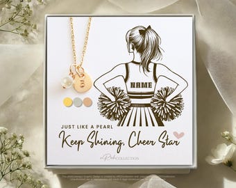 Personalized Cheerleader gifts Custom Name Necklaces Pearl Necklace Gifts for your Cheerleading squad, coach, or team spirit Christmas Gifts