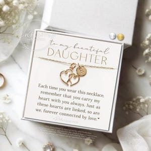 Custom Initial Necklace Personalized Double Heart for Daughter Sentimental Keepsake Meaningful Mother Daughter Necklace Jewelry Two Hearts