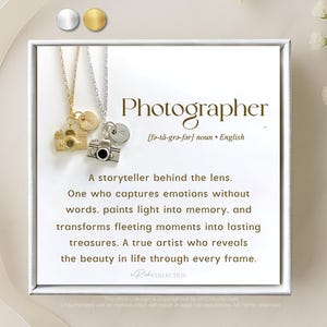 Photographer Gift for Her, Camera Jewelry, Custom Photographer Necklace, Wedding Photographer, Photography Lover Gift, Appreciation Jewelry