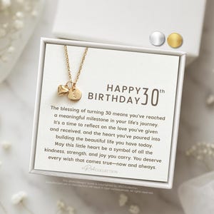 30th Birthday Necklace Gift for Her Heart Necklace Initial Necklace Silver Gold Necklace | 30 yr Birthday milestone