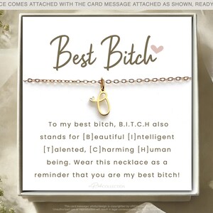 Best Bitches Funny Gift for Best Friend Personalized Gift for Her Badass jewelry Funny quote Name Initial Necklace Strong sassy girl Coworke afbeelding 9