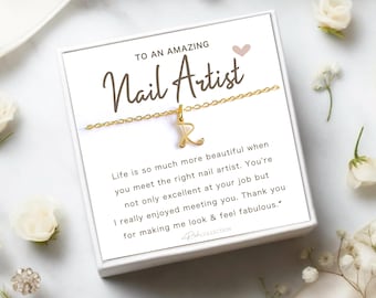 Nail artists Gift Initial Necklace for Nail technicians Manicurists Nail specialists Jewelry Gift Christmas Gift Birthday Gift Nail Artists