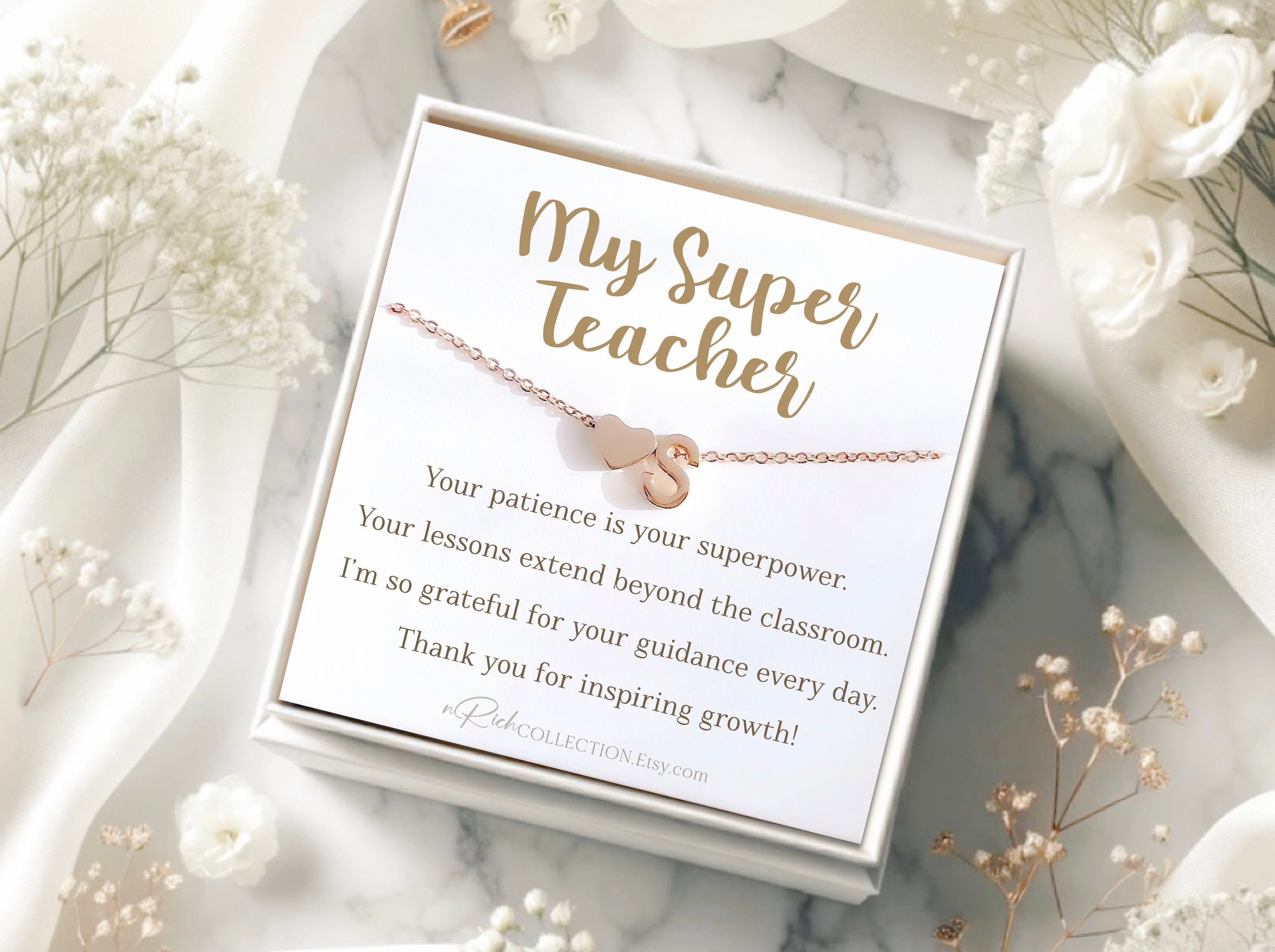 Personalized Teacher Gift for Teacher Necklace Gift Initial Necklace ...