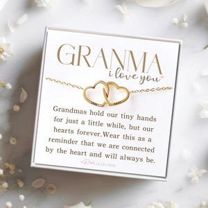 Personalized Grandma Custom Engraved Name Necklace Linked Heart Grandma Christmas Gift Grandmother Necklace Grandmother Birthday Mothers Day