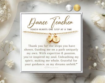 Gift for dance teacher, Dance Recital Gift, Dance Instructor, Ballet Teacher gift, Thank you gift for Dance Teacher, Heart Necklace, Gifts