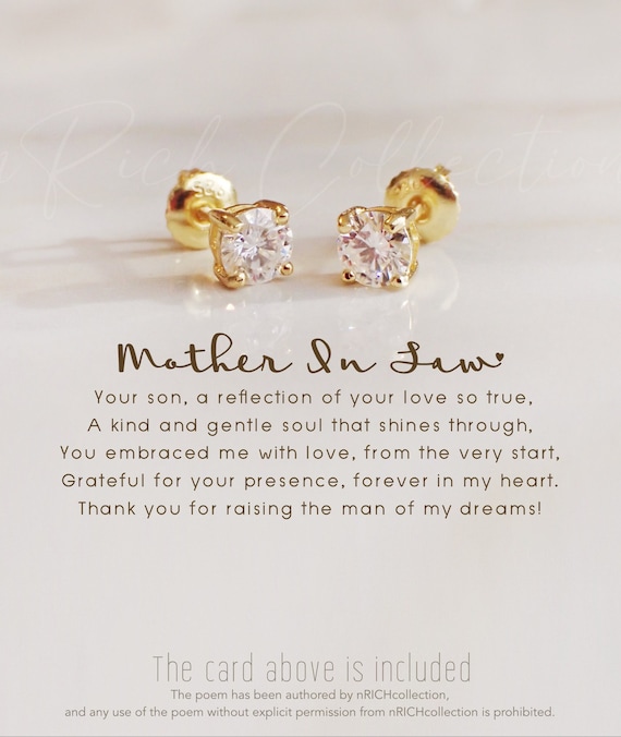 Mother in Law Diamond Stud Earrings Gift for Mom in Law Gift