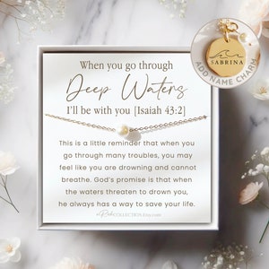 When You Go Through Deep Waters I Will Be With You Isaiah 43:2 Dainty Pearl Necklace Strength Encouragement Christian Gift Bible Gifts