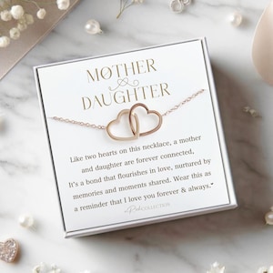 Personalized Mother Daughter Necklace: Interlocking Heart Jewelry