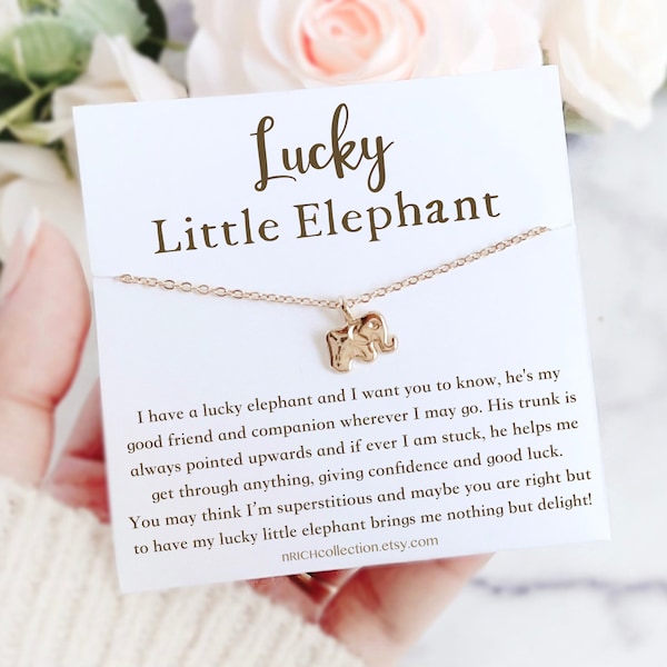 Lucky Little Elephant Necklace Gift for Girl Lucky Gift for Woman Lucky Elephant Jewelry Gift for Luck and Success New Job Good Luck Gift