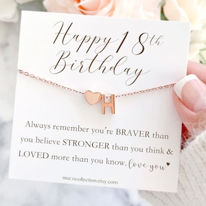 18th Birthday Gift for Her 18 year old Gift Personalized Initial Necklace With Card Happy 18 Birthday Custom Name Necklace Birthday Gift