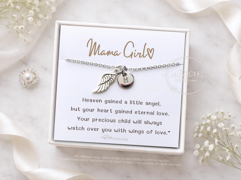 Miscarriage Gift Necklace. Baby Loss Gift, stillborn necklace Pregnancy Loss, Bereavement Gift Mama of an angel jewelry Gold Silver RoseGold image 4